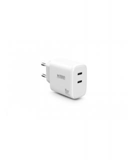 Urban Factory Potencia Cargador USB-C GaN de 65W - 1 Puerto USB-C de 45W + 1 Puerto USB-C de 20W - Color Blanco