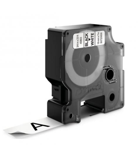 Dymo D1 45803 Cinta de Etiquetas Original para Rotuladora - Texto Negro sobre Fondo Blanco - Ancho 19mm x Largo 7m