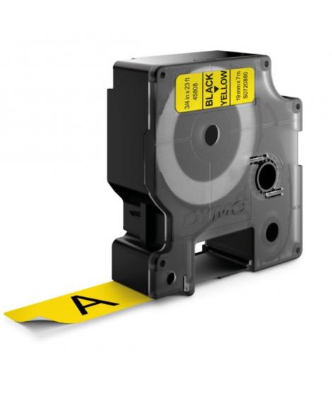 Dymo D1 45808 Cinta de Etiquetas Original para Rotuladora - Texto Negro sobre Fondo Amarillo - Ancho 19mm x Largo 7m