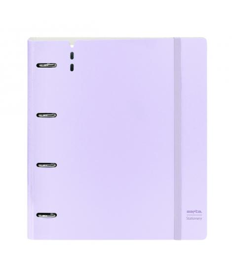 Safta Carpeta de 4 Anillas - PP Foam - Anillas de 35mm - Incluye 100 Hojas A4 - 27x32x4cm - Color Lavanda