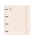 Safta Carpeta de 4 Anillas - PP Foam - Anillas de 35mm - Incluye 100 Hojas A4 - 27x32x4cm - Color Beige