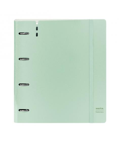 Safta Carpeta de 4 Anillas - PP Foam - Anillas de 35mm - Incluye 100 Hojas A4 - 27x32x4cm - Color Verde Pastel