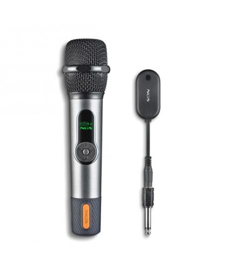 NGS SingerStar Microfono Inalambrico Vocal - Tipo Dinamico - Sonido Potente y Claro - Entrada Jack 3.5 y Adaptador Jack 6.3 - Al