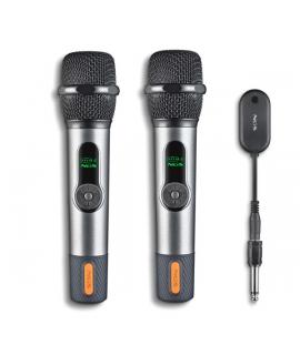 NGS SingerStar Duo Kit 2 Microfono Inalambrico Vocal - Tipo Dinamico - Sonido Potente y Claro - Entrada Jack 3.5 y Adaptador Jac
