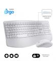 Subblim Dual Office Prowave White Pack de Teclado Ergonomico + Raton 3200dpi Inalambricos Bluetooth 5.3 y Receptor USB - Bateria