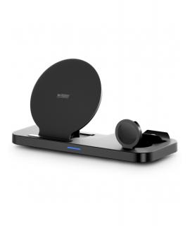 Urban Factory Powee Cargador Inalambrico 3 en 1 con Funcion Soporte 15W - Smartphone / Smartwatch / Auriculares - Color Negro