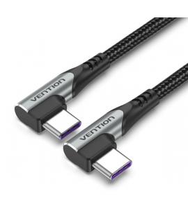 Vention Cable USB-C 2.0 a USB-C 2.0 5A 100W - 0.5m - Trenzado - Acodado en los Dos Extemos - Color Gris