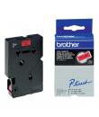 Brother TC401 Cinta Laminada Original para Rotuladora - Texto Negro sobre Fondo Rojo - Ancho 12mm x 7 metros
