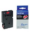 Brother TC401 Cinta Laminada Original para Rotuladora - Texto Negro sobre Fondo Rojo - Ancho 12mm x 7 metros