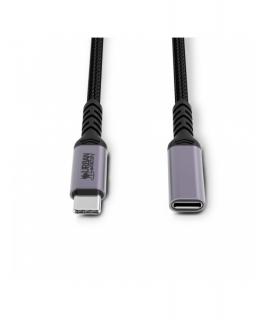 Urban Factory Cable USB-C Macho a USB-C Hembra - 1m - Color Negro