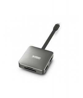 Urban Factory Hubee Light Mini HUB - USB-C Macho - USB-A/HDMI/SD/MSD Hembra - 100W PD - Color Gris Metal