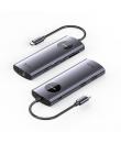 Vention Docking Station 9 en 1 USB-C a 2xHDMI/2xUSB3.0/USB 2.0/RJ45/SD/TF/PD 100W - 0.15m - Color Gris