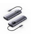 Vention Docking Station 9 en 1 USB-C a 2xHDMI/2xUSB3.0/USB 2.0/RJ45/SD/TF/PD 100W - 0.15m - Color Gris