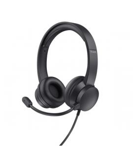Trust Auriculares con Cable para Portatil - Microfono Ajustable - Diadema Ajustable - Control de Volumen - Color Negro
