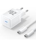 Vention Cargador de Pared GaN USB-C 20W - Cable USB-C 1m - Color Blanco