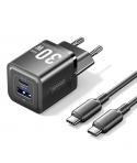 Vention Cargador de Pared GaN USB-C 30W - Cable USB-C 1m - Color Negro