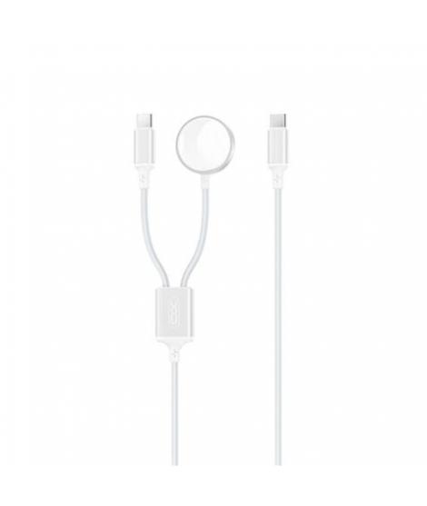 XO Cable USB 2 en 1 - 60W - Tipo C + Carga Magnetica Apple Watch - 1 Metro - Color Blanco