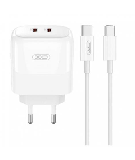 XO Pack Cargador de Corriente 2x USB-C 35W Carga Rapida + Cable USB-C 1m