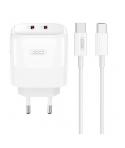 XO Pack Cargador de Corriente 2x USB-C 35W Carga Rapida + Cable USB-C 1m