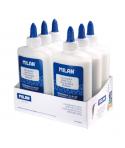 Milan Expositor con 6 Botes de Cola Blanca 250gr - Lavable y sin Disolventes - Ideal para Uso Escolar y Manualidades - Transpare