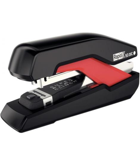 Rapid Supreme Omnipress SO30c Grapadora de Sobremesa Compacta - Hasta 30 Hojas - Grapado sin Esfuerzo - Color Negro/Rojo