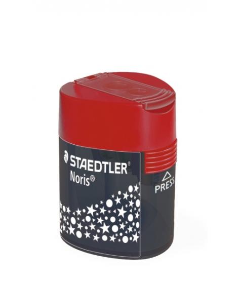 Staedtler 512 F Sacapuntas de 2 Orificios con Deposito - Para Lapices de 8.2mm y 10.2mm - Color Rojo