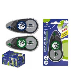 Bismark Cinta Correctora 7mmx20m - Perfecta Adherencia al Papel - Presentacion en Blister Individual - Colores Surtidos Aleatori