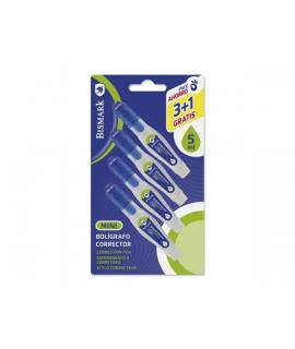 Bismark Pack de 4 Mini Boligrafos Correctores 5ml - Punta Metalica - Alta Precision