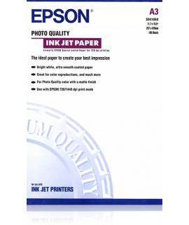 Epson Photo Quality Ink-Jet Pack de 100 Hojas de Papel Fotografico A3 Especial Ink-Jet 102g/m² - Acabado Mate - Color Blanco