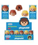 Dohe Playmobil Expositor de 24 Sacapuntas - 1 Orificio y Cuchilla de Acero - Con Forma de los Muñecos Playmobil