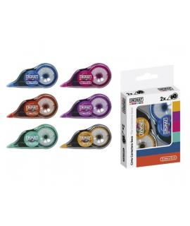 Ingraf Mediterraneo Pack de 2 Cintas Correctoras 5mmx12m - Perfecta Adherencia al Papel - Cuerpo de Colores Surtidos