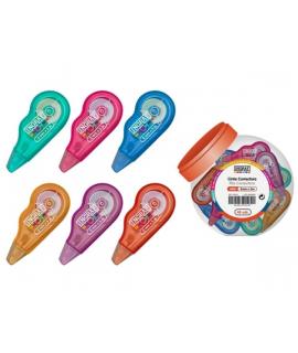 Ingraf Mini Mediterraneo Expositor con 48 Mini Cintas Correctoras 5mmx5m - Perfecta Adherencia al Papel - Cuerpo de Colores Surt