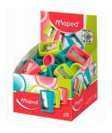 Maped Vivo Maxi Sacapuntas de Plastico con 1 Orificio de 16mm - Cuchilla de Acero Afilada y Resistente - Colores Surtidos