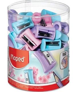Maped Vivo Pastel Sacapuntas de Plastico con 1 Orificio - Cuchilla de Acero Afilada y Resistente - Colores Pastel Surtidos