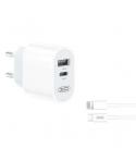 XO Cargador de Corriente L97 Tipo C + USB + Cable Lightning