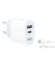 XO Cargador de Corriente L97 Tipo C + USB + Cable Micro USB