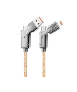 XO NB276 Cable USB 4 en 1 Multifuncion - 60W - 1 Metro - RGB - Color Plata
