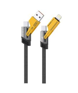 XO NB283 Cable USB 4 en 1 Multifuncion - 60W - 1 Metro - RGB - Color Negro