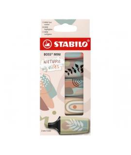 Stabilo Boss Mini Naturevibes Pack de 5 Marcadores Fluorescentes - Trazo entre 2 y 5mm - Tinta con Base de Agua - Antisecado - C