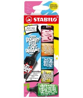 Stabilo Boss Mini by Snooze One Pack de 6 Mini Marcadores Fluorescentes - Trazo entre 2 y 5mm - Tinta con Base de Agua - Antisec