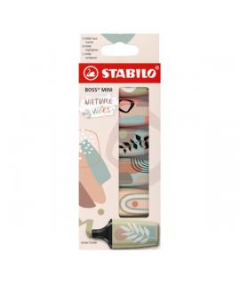 Stabilo Boss Mini Naturevibes Pack de 6 Marcadores Fluorescentes - Trazo entre 2 y 5mm - Tinta con Base de Agua - Antisecado - C