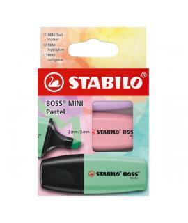 Stabilo Boss Mini Pastel Pack de 3 Marcadores Fluorescentes - Trazo entre 2 y 5mm - Tinta con Base de Agua - Antisecado - Colore