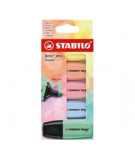 Stabilo Boss Mini Pastel Pack de 5 Marcadores Fluorescentes - Trazo entre 2 y 5mm - Tinta con Base de Agua - Antisecado - Colore