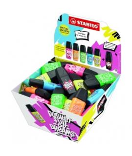 Stabilo Boss Mini by Snooze One Expositor con 50 Mini Marcadores Fluorescentes - Trazo entre 2 y 5mm - Tinta con Base de Agua - 