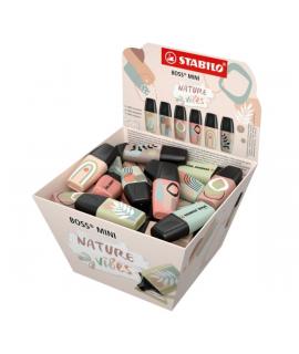 Stabilo Boss Mini Naturevibes Expositor con 50 Marcadores Fluorescentes - Trazo entre 2 y 5mm - Tinta con Base de Agua - Antisec