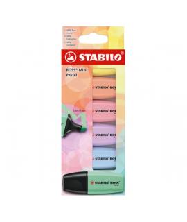 Stabilo Boss Mini Pastel Pack de 6 Marcadores Fluorescentes - Trazo entre 2 y 5mm - Tinta con Base de Agua - Antisecado - Colore