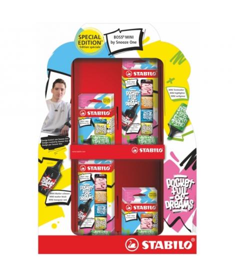 Stabilo Boss Mini by Snooze One Expositor con 4 Pack de 3 Mini Marcadores + 4 Pack de 3 Mini Marcadores + 8 Pack de 6 Mini Marca
