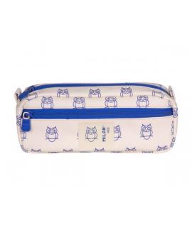 Milan Coleccion 460 Portatodo Rectangular - 2 Compartimentos con Cremallera - Color Beige/Azul