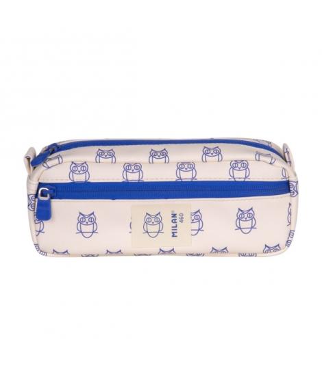 Milan Coleccion 460 Portatodo Rectangular - 2 Compartimentos con Cremallera - Color Beige/Azul