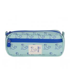 Milan Coleccion 460 Portatodo Rectangular - 2 Compartimentos con Cremallera - Color Verde/Azul